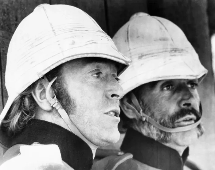Framed Print : THE MAN WHO WOULD BE KING, from left: Michael Caine, Sean Connery, 1975