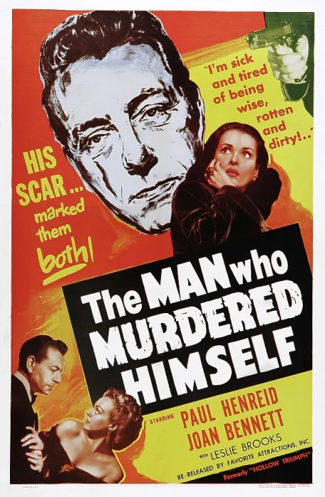 Framed Print : THE MAN WHO MURDERED HIMSELF, (aka HOLLOW TRIUMPH, aka THE SCAR), top l-r: Paul Henreid, Joan Bennett, bottom l-r: Paul Henreid, Leslie Brooks on postr art, 1948