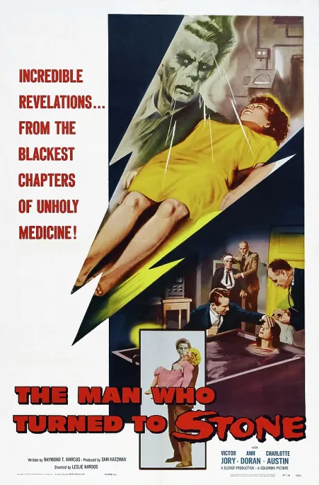 Framed Print : THE MAN WHO TURNED TO STONE, US poster art, 1957
