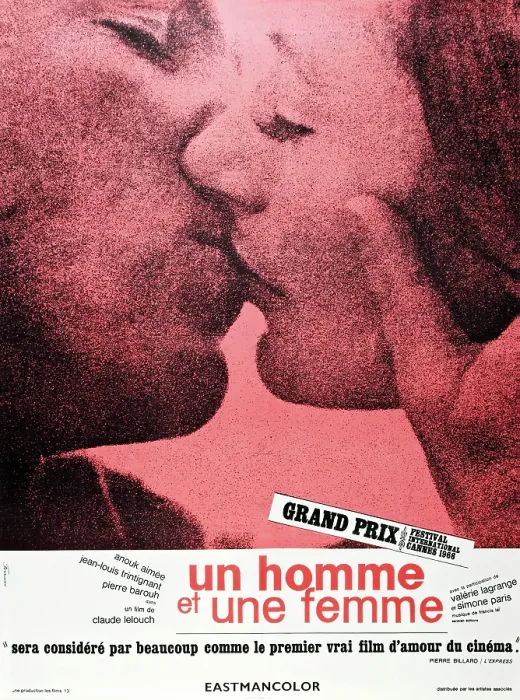 Framed Print : A MAN AND A WOMAN, (aka UN HOMME ET UNE FEMME), French poster, from left: Jean-Louis Trintignant, Anouk Aimee, 1966