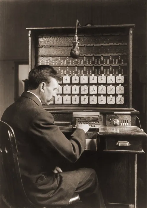 Framed Print : Man working with punch cards in an early tabulating machine at the U.S. Census Bureau, ca. 1908 Framed Print : Man working with punch cards in an early tabulating machine at the U.S. Census Bureau, ca. 1908