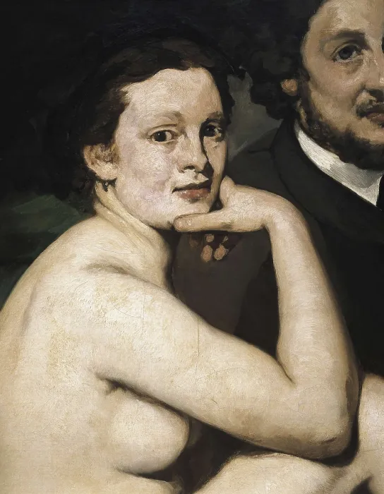 Framed Print : MANET, douard (1832-1883). Le Djeuner sur l'herbe (Luncheon on the Grass). 1863. Central detail of the work, Victoire Meurent, the favourite painter's sitter