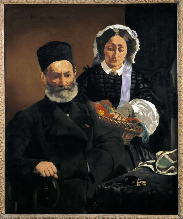 Framed Print : MANET, douard (1832-1883). Portrait of Monsieur and Madame Auguste Manet. 1860. Artist's parents. Impressionism. Oil on canvas. FRANCE. Paris. Muse d'Orsay (Orsay Museum)