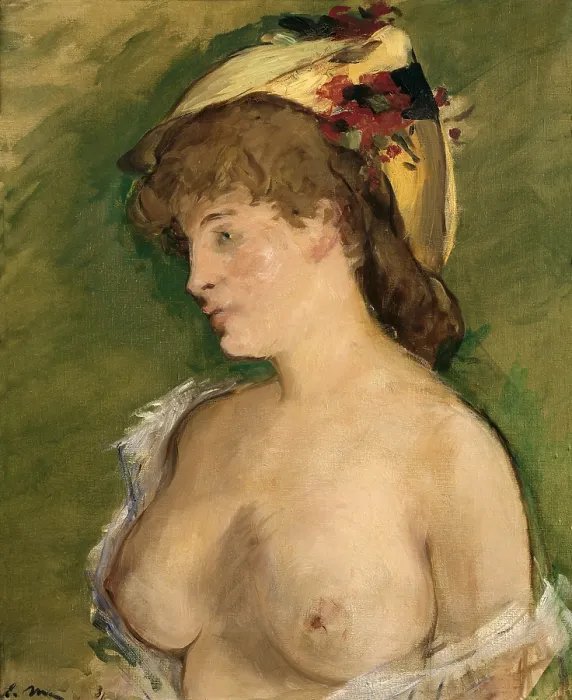 Framed Print : MANET, edouard (1832-1883). The Blonde with Bare Breasts (La blonde aux seins nus). 1878. Impressionism. Oil on canvas. FRANCE. Paris. Musee d'Orsay (Orsay Museum)