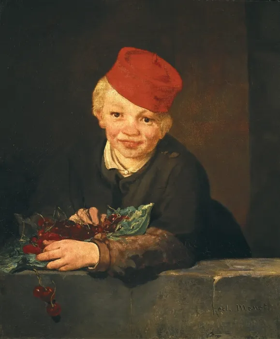Framed Print : MANET, edouard (1832-1883). Boy with cherries. 1859. Impressionism. Oil on canvas. PORTUGAL. Lisbon. Museu Calouste Gulbenkian (Lisbon Calouste Gulbenkian Museum)
