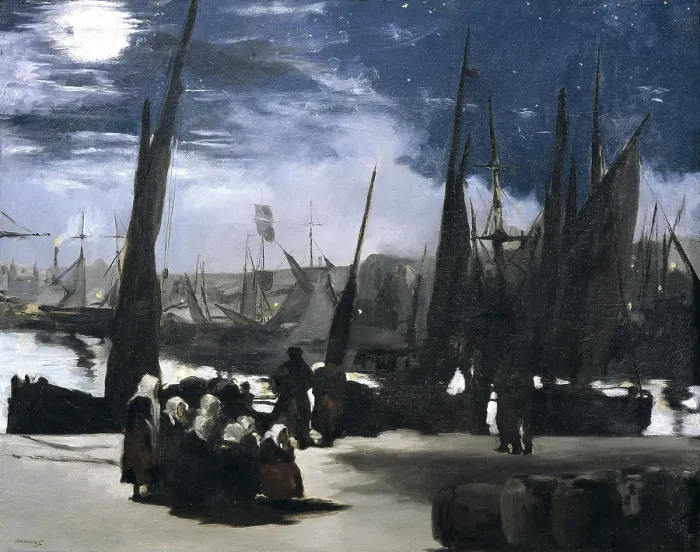 Framed Print : MANET, edouard (1832-1883). Moonlight over the Port of Boulogne. 1869. Impressionism. Oil on canvas. FRANCE. Paris. Musee d'Orsay (Orsay Museum)