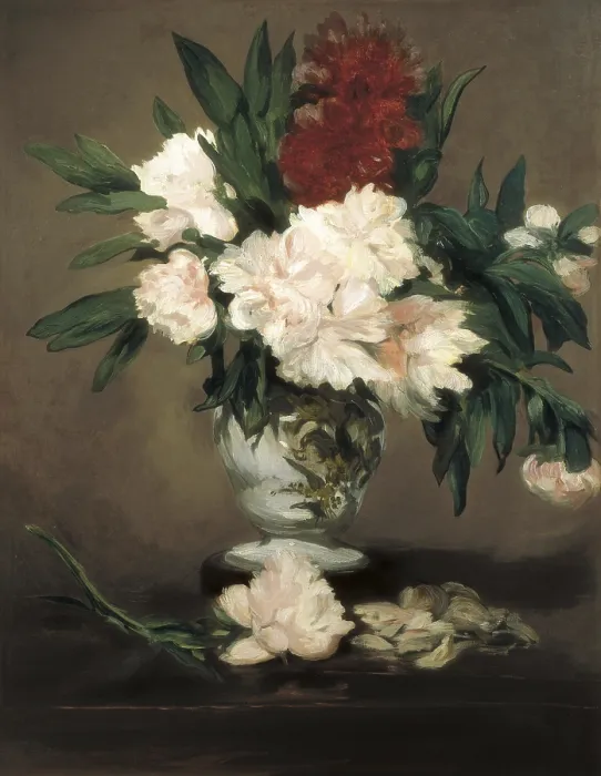 Framed Print : MANET, edouard (1832-1883). Peonies in a Vase. 1864. Impressionism. Oil on canvas. FRANCE. Paris. Musee d'Orsay (Orsay Museum)