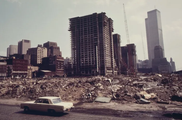 Framed Print : Manhattan landfill and construction site. North of the World Trade Center is an extended landfill into the Hudson River