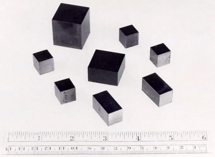 Framed Print : The Manhattan Project, file photo of cubes of processed uranium, ca. 1940s