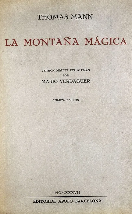 Framed Print : MANN, Thomas (1875-1955). Cover of the 'The Magic Mountain', translated by Mario Verdaguer and published in Barcelona en 1937. AISA / Everett Collection**US SALES ONLY**