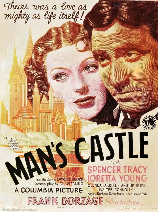 Framed Print : MAN'S CASTLE, l-r: Loretta Young, Spencer Tracy on window card, 1933