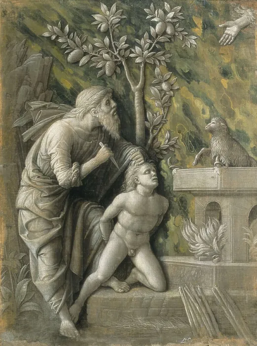 Framed Print : MANTEGNA, Andrea (1431-1506). Abraham's Sacrifice. 1490. Copy of some reliefs with monochrome painting. Renaissance art. Quattrocento. Oil on canvas. AUSTRIA. Vienna Framed Print : MANTEGNA, Andrea (1431-1506). Abraham's Sacrifice. 1490. Copy of some reliefs with monochrome painting. Renaissance art. Quattrocento. Oil on canvas. AUSTRIA. Vienna