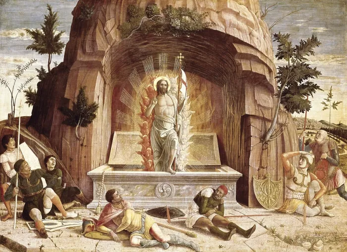 Framed Print : MANTEGNA, Andrea (1431-1506). The Resurrection. 1459. Renaissance art. Quattrocento. Oil on wood. FRANCE. Tours. Fine Arts Museum