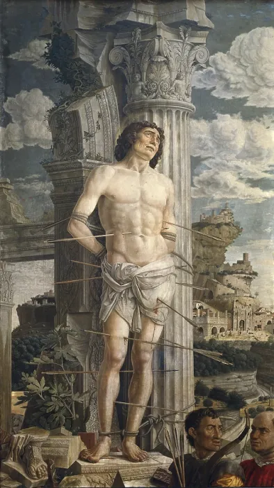 Framed Print : MANTEGNA, Andrea (1431-1506). Saint Sebastian. 1600 - 1605. ca. 1480. Renaissance art. Quattrocento. Oil on wood. FRANCE. Paris. Louvre Museum Framed Print : MANTEGNA, Andrea (1431-1506). Saint Sebastian. 1600 - 1605. ca. 1480. Renaissance art. Quattrocento. Oil on wood. FRANCE. Paris. Louvre Museum