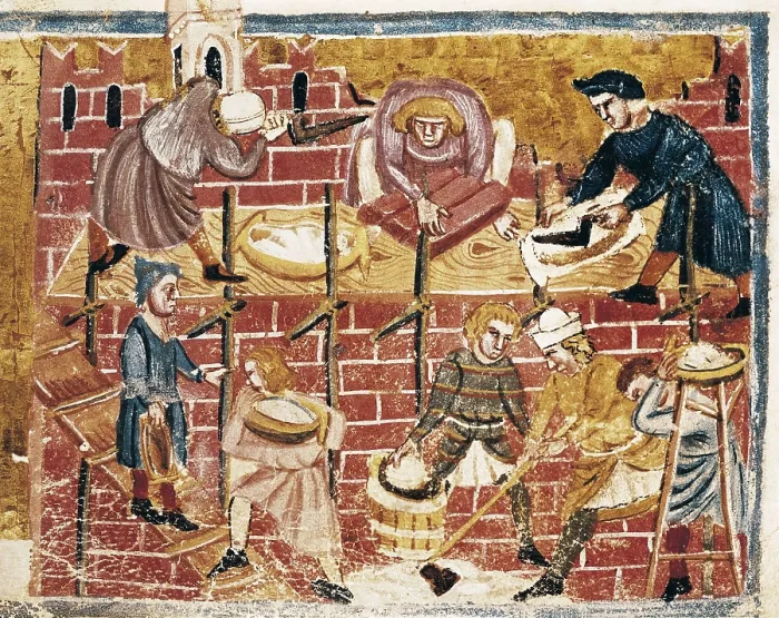 Framed Print : Manuscript 'Facts of the Romans' (13th c.). Bricklayers. Miniature Painting. ITALY. Venice. Biblioteca nazionale marciana (St. Mark's Library) Framed Print : Manuscript 'Facts of the Romans' (13th c.). Bricklayers. Miniature Painting. ITALY. Venice. Biblioteca nazionale marciana (St. Mark's Library)