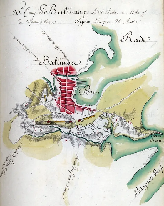 Framed Print : Map of Baltimore. Drawn by du Chesnoy for Lafayette. 1778 Framed Print : Map of Baltimore. Drawn by du Chesnoy for Lafayette. 1778