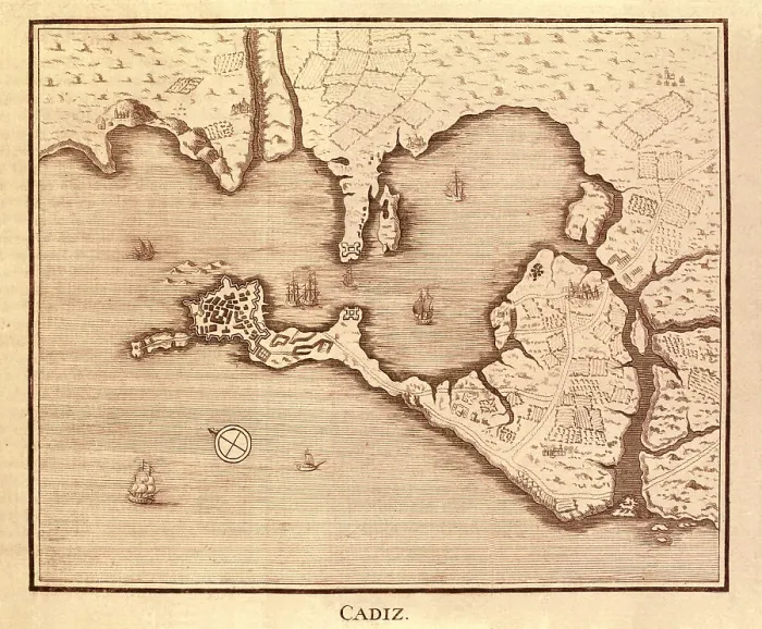 Framed Print : Map of Cadiz by Antonio Ponz (1794). Engraving. SPAIN. Madrid. National Library. - M.C.Esteban / Iberfoto / Everett Collection (280255)**US SALES ONLY**