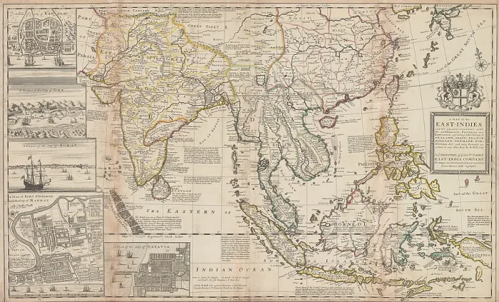 Framed Print : A MAP OF THE EAST-INDIES AND THE ADJACENT COUNTRIES, 1708, by Herman Moll, a British cartographer, engraver, and publisher Framed Print : A MAP OF THE EAST-INDIES AND THE ADJACENT COUNTRIES, 1708, by Herman Moll, a British cartographer, engraver, and publisher