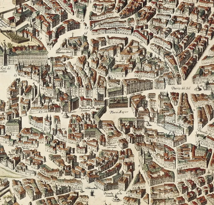 Framed Print : Map of Madrid by F. de Witt, 1635. SPAIN. Madrid. Museo de Historia. - M.C.Esteban / Iberfoto / Everett Collection (282165)**US SALES ONLY**