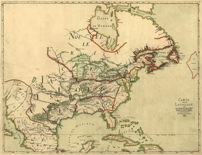 Framed Print : Map of North America showing the colonies of France, Spain, and Britain