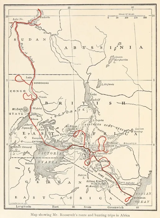 Framed Print : Map of the route of the Smithsonian-Roosevelt African Expedition, May 1909-March 1910 Framed Print : Map of the route of the Smithsonian-Roosevelt African Expedition, May 1909-March 1910
