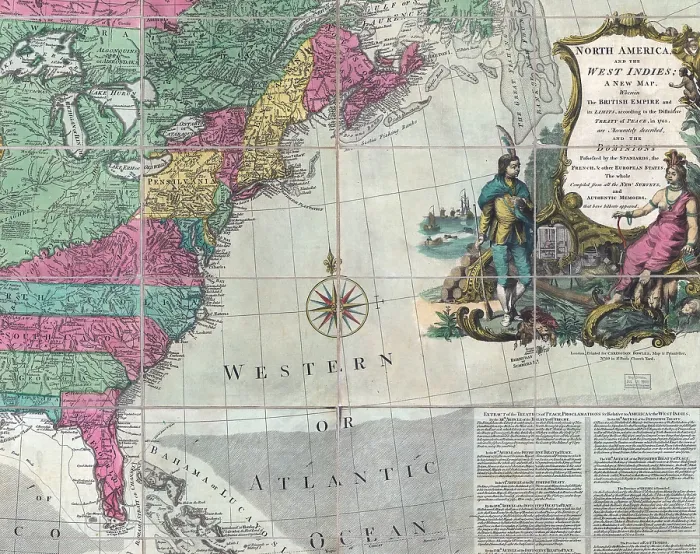 Framed Print : Map showing the 13 British Colonies after the 1763 Peace of Paris. Hand-colored engraving by Carington Bowles ca. 1774 Framed Print : Map showing the 13 British Colonies after the 1763 Peace of Paris. Hand-colored engraving by Carington Bowles ca. 1774