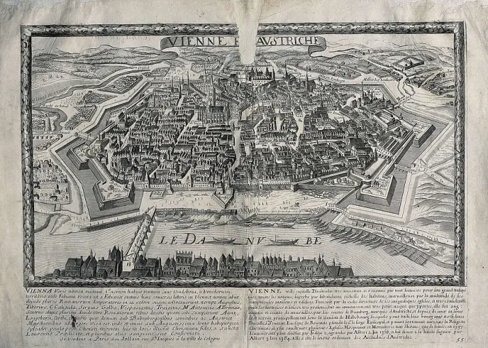 Framed Print : Map of Vienna by the family Jollain, 17th c. Engraving. AISA / Everett Collection**US SALES ONLY**