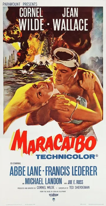 Framed Print : MARACAIBO, US poster, from left: Jean Wallace, Cornel Wilde, 1958