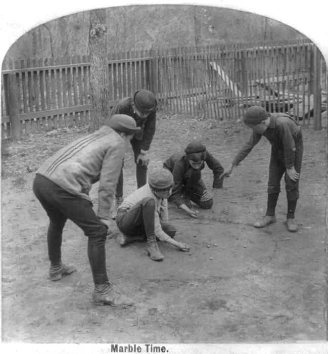 Framed Print : Marble Time, boys playing marbles, 1891