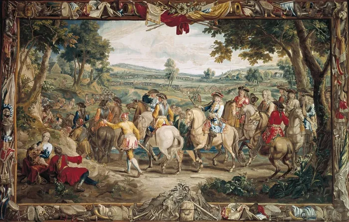 Framed Print : The March. 17th c. GERMANY. Munich. New Schleissheim Palace. Baroque art. Tapestry. - Paul Maeyaert / Iberfoto / Everett Collection (517292)**US SALES ONLY**