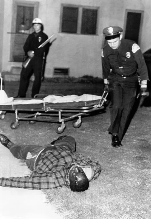 Framed Print : March 1966 Watts Riot. A sniper killed two in Watts section of Los Angeles