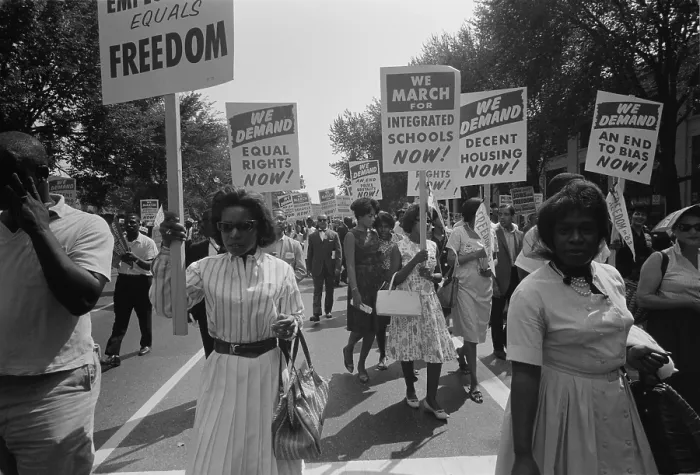 Framed Print : March on Washington. African Americans women carrying signs. August 28, 1963