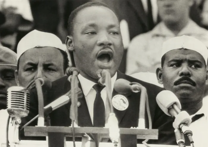 Framed Print : March on Washington. Martin Luther King delivers his famous I Have a Dream speech from the steps of the Lincoln Memorial