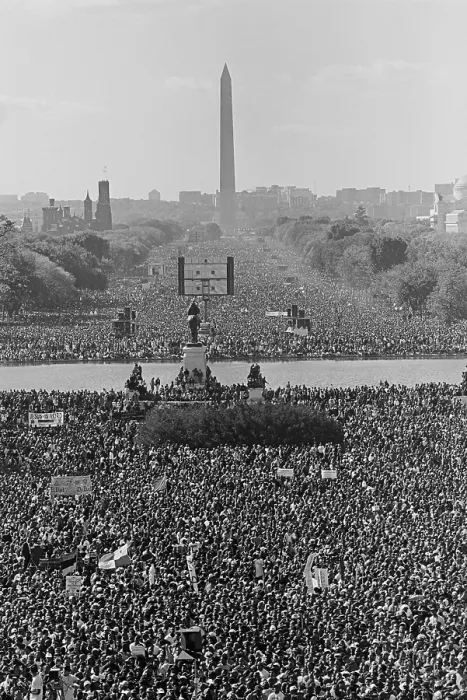 Framed Print : Marchers on the National Mall during the Million Man March, in view towards the Washington Monument. Oct. 16, 1995. Louis Farrakhan, of the Nation of Islam, led the March