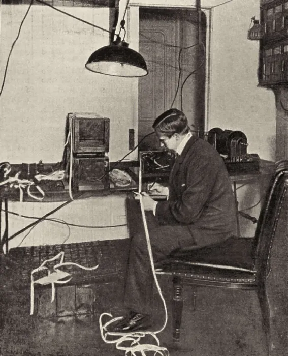 Framed Print : MARCONI, Guglielmo (1874-1937). Marconi receiving a message by wireless telegraph (1902). AISA / Everett Collection**US SALES ONLY** Framed Print : MARCONI, Guglielmo (1874-1937). Marconi receiving a message by wireless telegraph (1902). AISA / Everett Collection**US SALES ONLY**