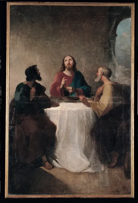Framed Print : Marghinotti Giovanni, Supper at Emmaus, 1863, 19th Century, tela, Italy, Sardegna, Cagliari, Sant'Eulalia church Framed Print : Marghinotti Giovanni, Supper at Emmaus, 1863, 19th Century, tela, Italy, Sardegna, Cagliari, Sant'Eulalia church