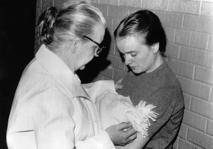Framed Print : Marguerite Oswald, mother of Lee Harvey Oswald, and Marina Oswald, Oswald's wife