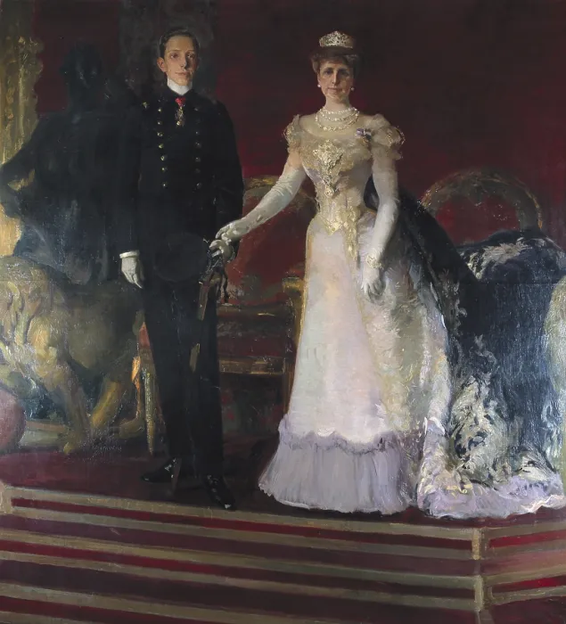 Framed Print : Maria Christina of Habsburg (1858-1929). Queen and regent of Spain, wife of Alfonso XII.; ALFONSO XIII (1886-1941). King of Spain (1886-1931)
