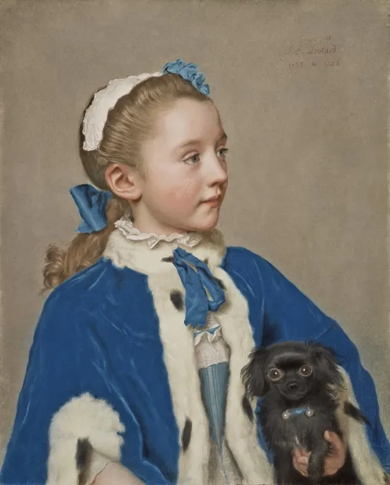 Framed Print : Maria Frederike van Reede-Athlone at Seven Years of Age, by Jean-tienne Liotard, 1755-56, Swiss painting, pastel on vellum