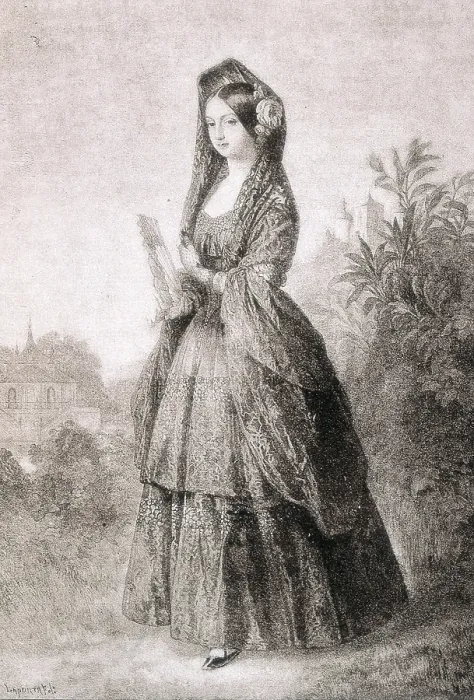 Framed Print : MARIA LUISA FERNANDA de Borbon y Borbon (1832-1897). Infanta of Spain daughter of Ferdinand VII. Wife of Antonio Maria Luis de Orleans, Duke of Montpensier