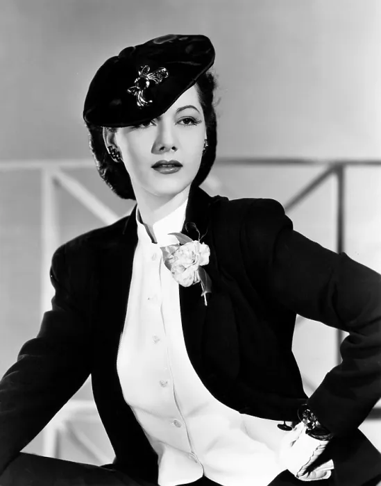 Framed Print : Maria Montez, modeling a black satin Lilly Dache beret with a jeweled pin, 1944 Framed Print : Maria Montez, modeling a black satin Lilly Dache beret with a jeweled pin, 1944