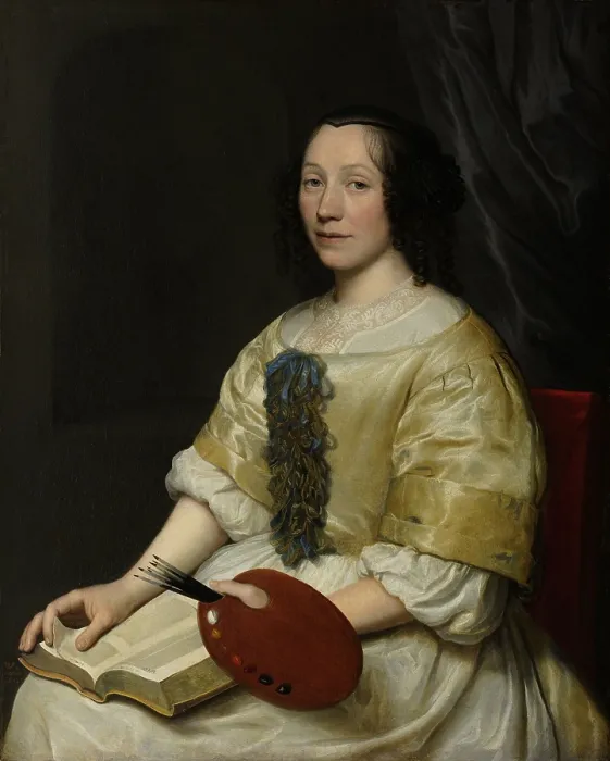 Framed Print : Maria van Oosterwijck, Flower painter, by Wallerant Vaillant, 1671, Dutch painting, oil on canvas. Van Oosterwijck was a Dutch flower painter in the 17th century
