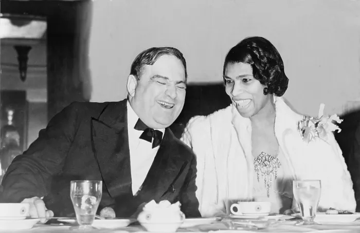 Framed Print : Marian Anderson (1897-1993), and Fiorella La Guardia (1882-1947), Mayor of New York City, at reception table in 1939
