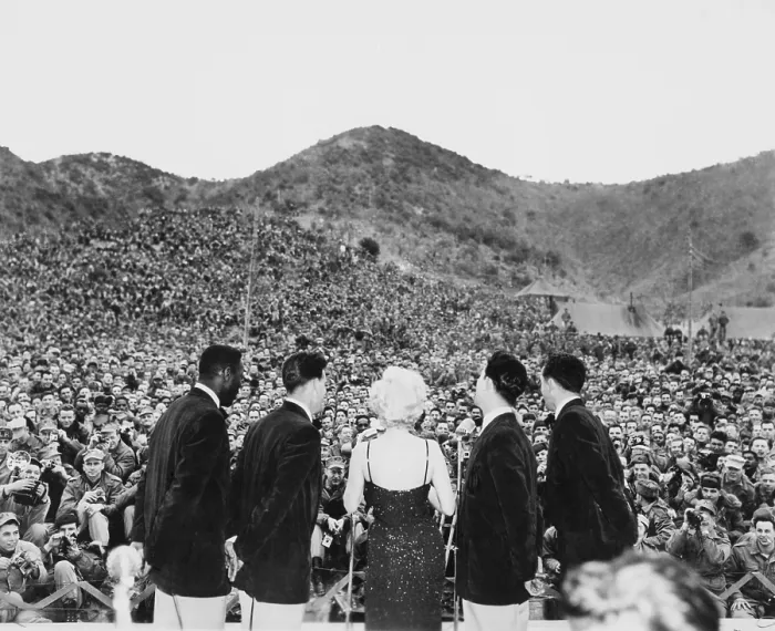 Framed Print : Marilyn Monroe performing for an estimated 13, 000 men of the First Marine Division in Korea. Ca. Feb. 18-22, 1954. (BSLOC_2014_13_211) Framed Print : Marilyn Monroe performing for an estimated 13, 000 men of the First Marine Division in Korea. Ca. Feb. 18-22, 1954. (BSLOC_2014_13_211)