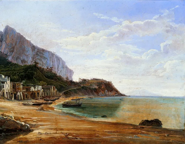 Framed Print : Marina Grande in Capri (Marina Grande a Capri), by Sil'vestr Feodosievi edrin, 1828, 19th Century, oil on canvas - Whole artwork view