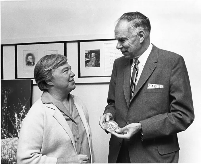 Framed Print : Marine biologist Dixy Lee Ray and chemist Glenn Seaborg in Seattle in 1968. Ray was director of the Pacific Science Center in Seattle. She was chairman of the U.S