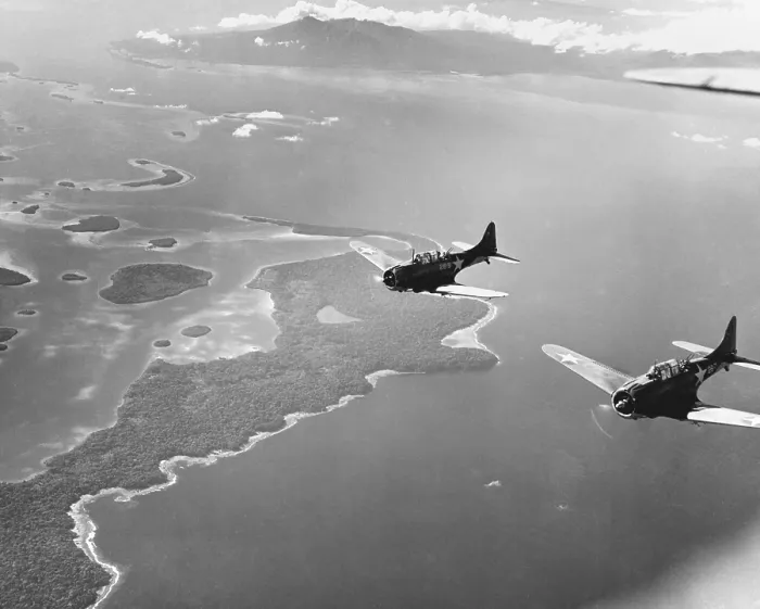 Framed Print : Marine Corp Bulldog fighters approaching a target on Guadalcanal Framed Print : Marine Corp Bulldog fighters approaching a target on Guadalcanal