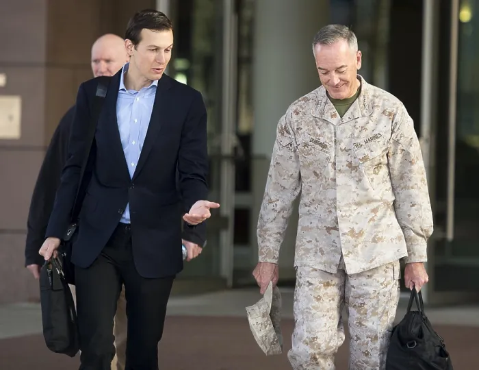 Framed Print : Marine Corps Gen. Joe Dunford, Chmn. Joint Chiefs of Staff, with Jared Kushner, April 3, 2017 Framed Print : Marine Corps Gen. Joe Dunford, Chmn. Joint Chiefs of Staff, with Jared Kushner, April 3, 2017