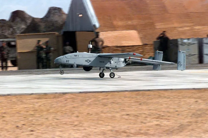 Framed Print : Marine Unmanned Aerial Vehicle lands after a surveillance mission