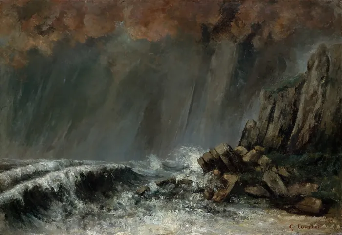 Framed Print : MARINE: THE WATERSPOUT, by Gustave Courbet, 1870, French painting, oil on canvas